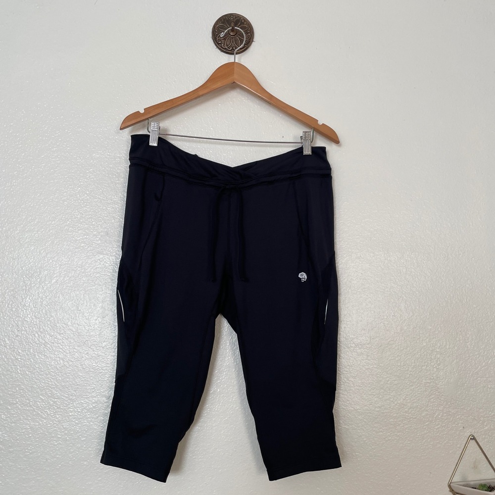 Mountain Hardwear Womens Black Athletic Capri Crop Leggings XL Drawstring Pocket
